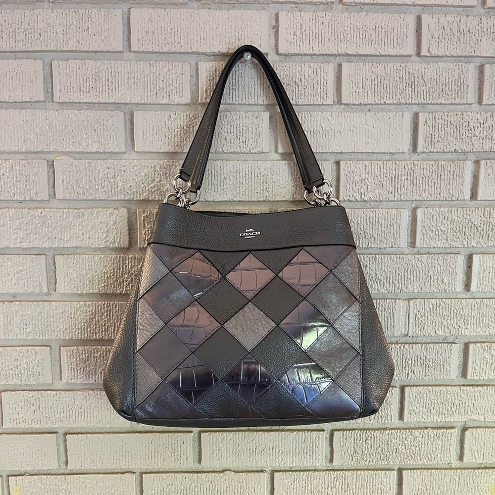Coach Lexi Shoulder Bag with Patchwork Metallic Grey - Picture 2 of 13